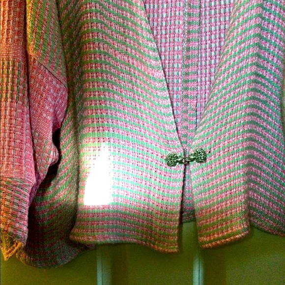 HAND WOVEN of soft Bamboo yarn, DESIGNED & Seamstress HAND MADE Jacket sz XL. - Picture 3 of 8